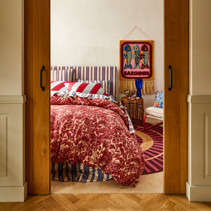Clarice Cotton Pillowcase Set - Crimson