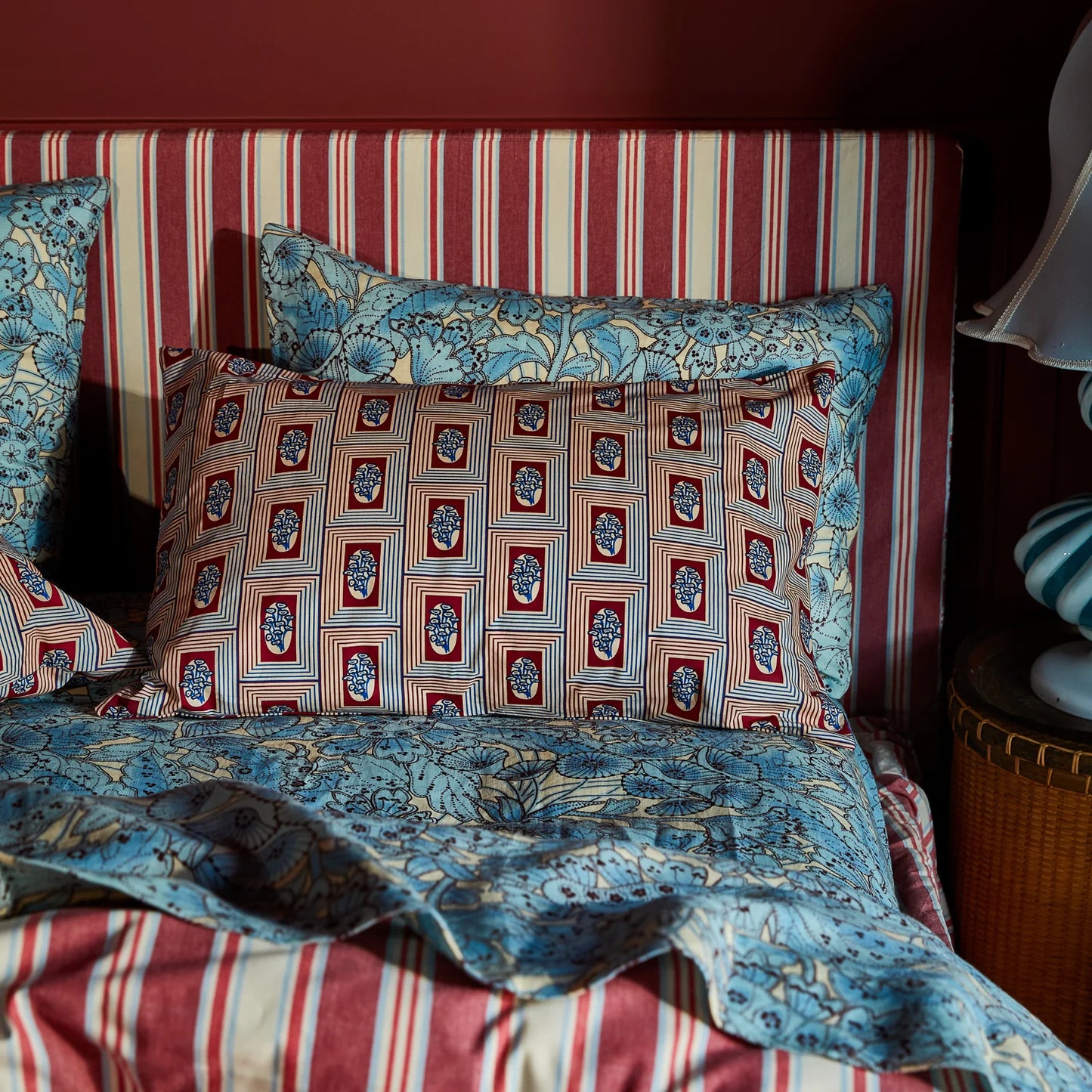 Antonella Cotton Pillowcase Set - Crimson