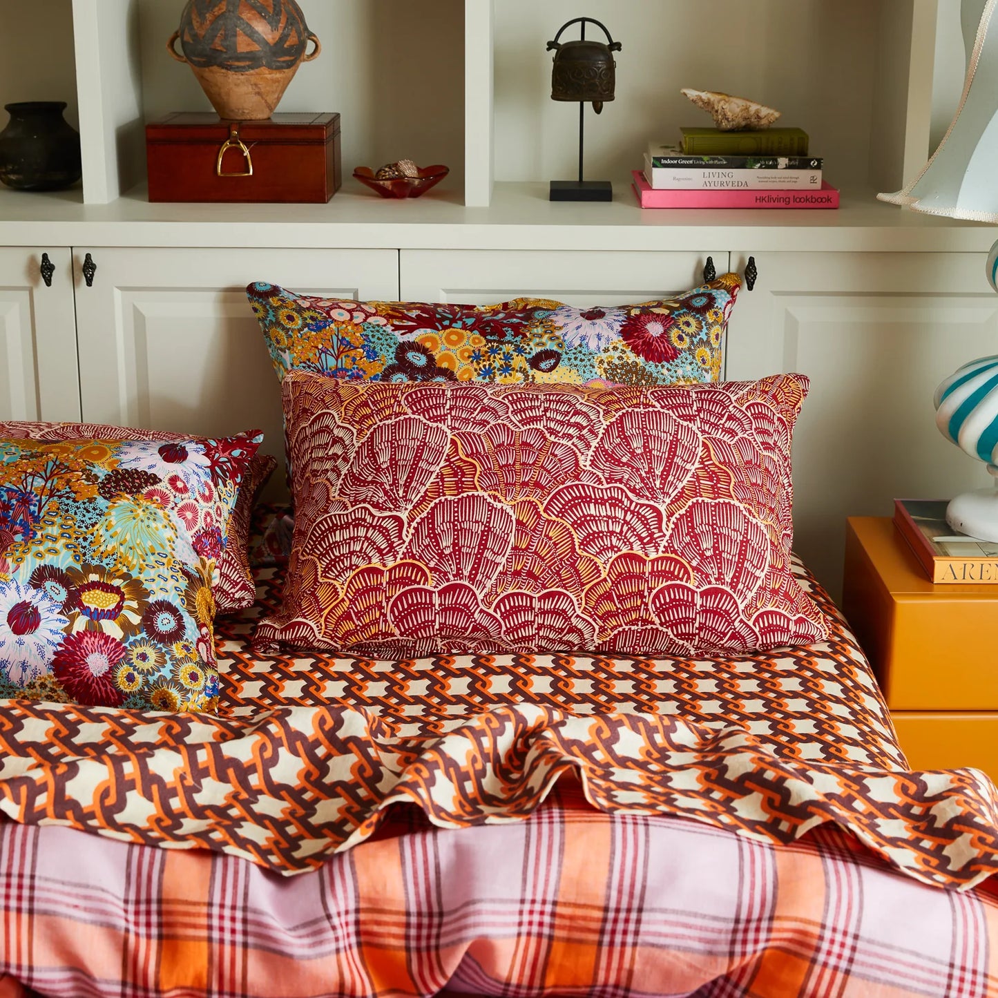 Claudelle Linen Pillowcase Set - Crimson