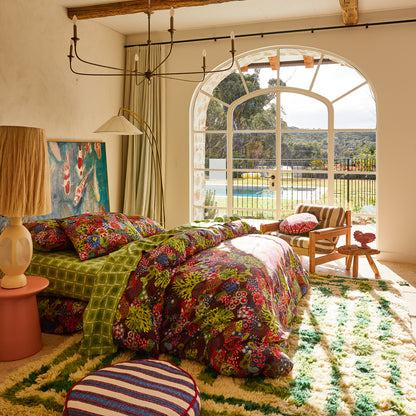Cora Cotton Quilt Cover - Garnet