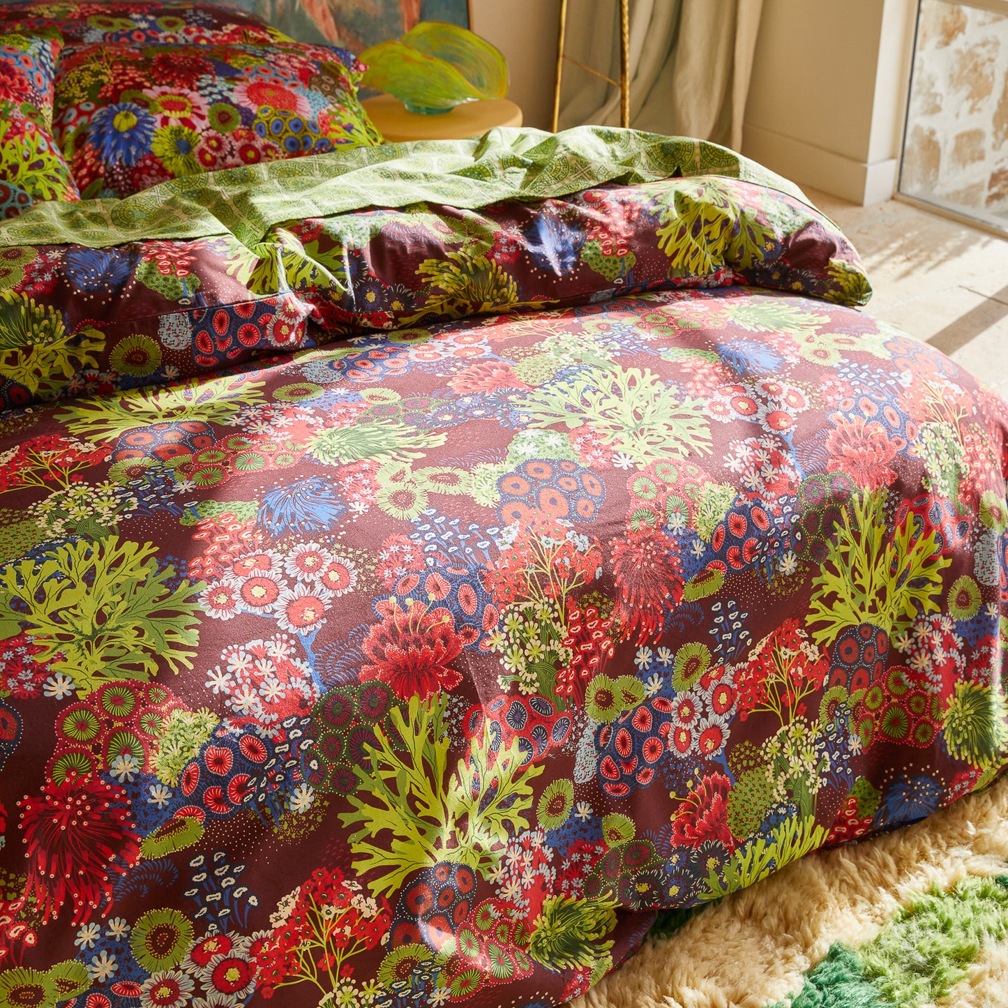 Cora Cotton Quilt Cover - Garnet