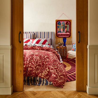 Lucia Linen Quilt Cover - Crimson