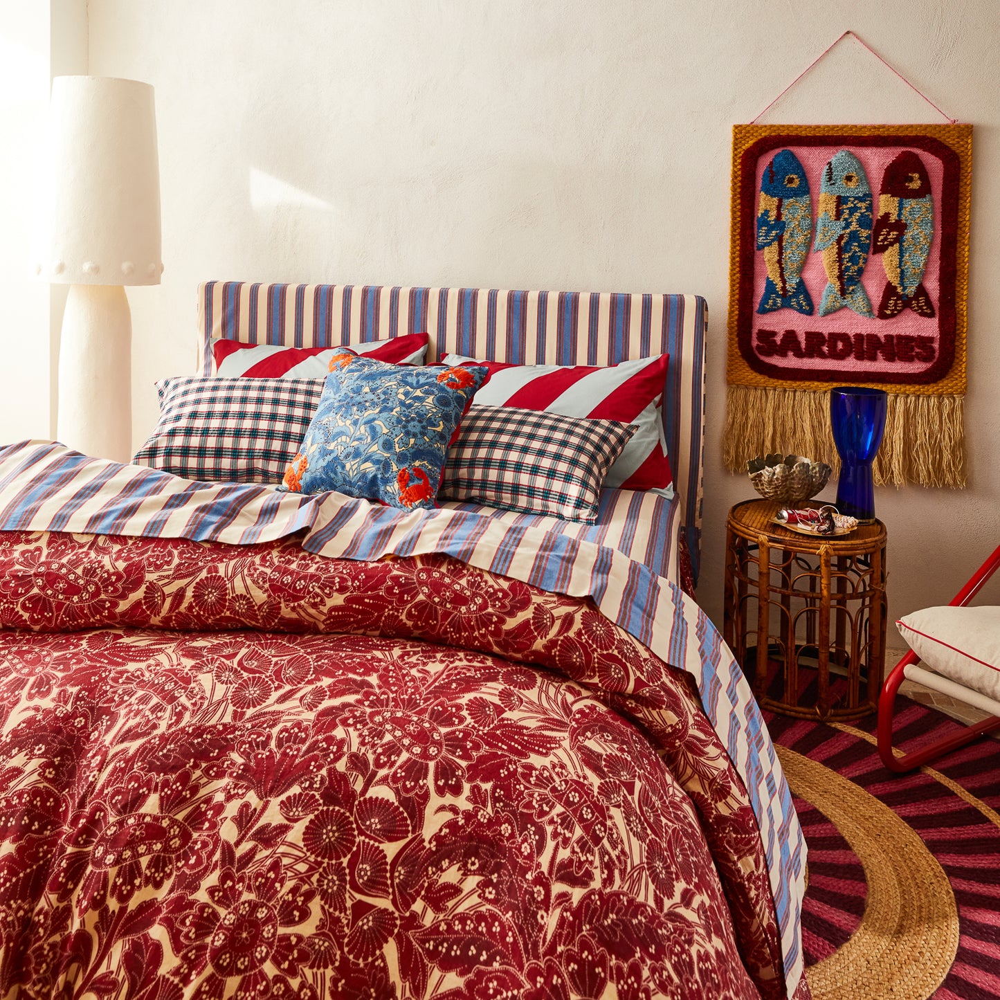 Lucia Linen Quilt Cover - Crimson