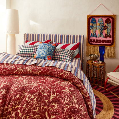 Lucia Linen Quilt Cover - Crimson