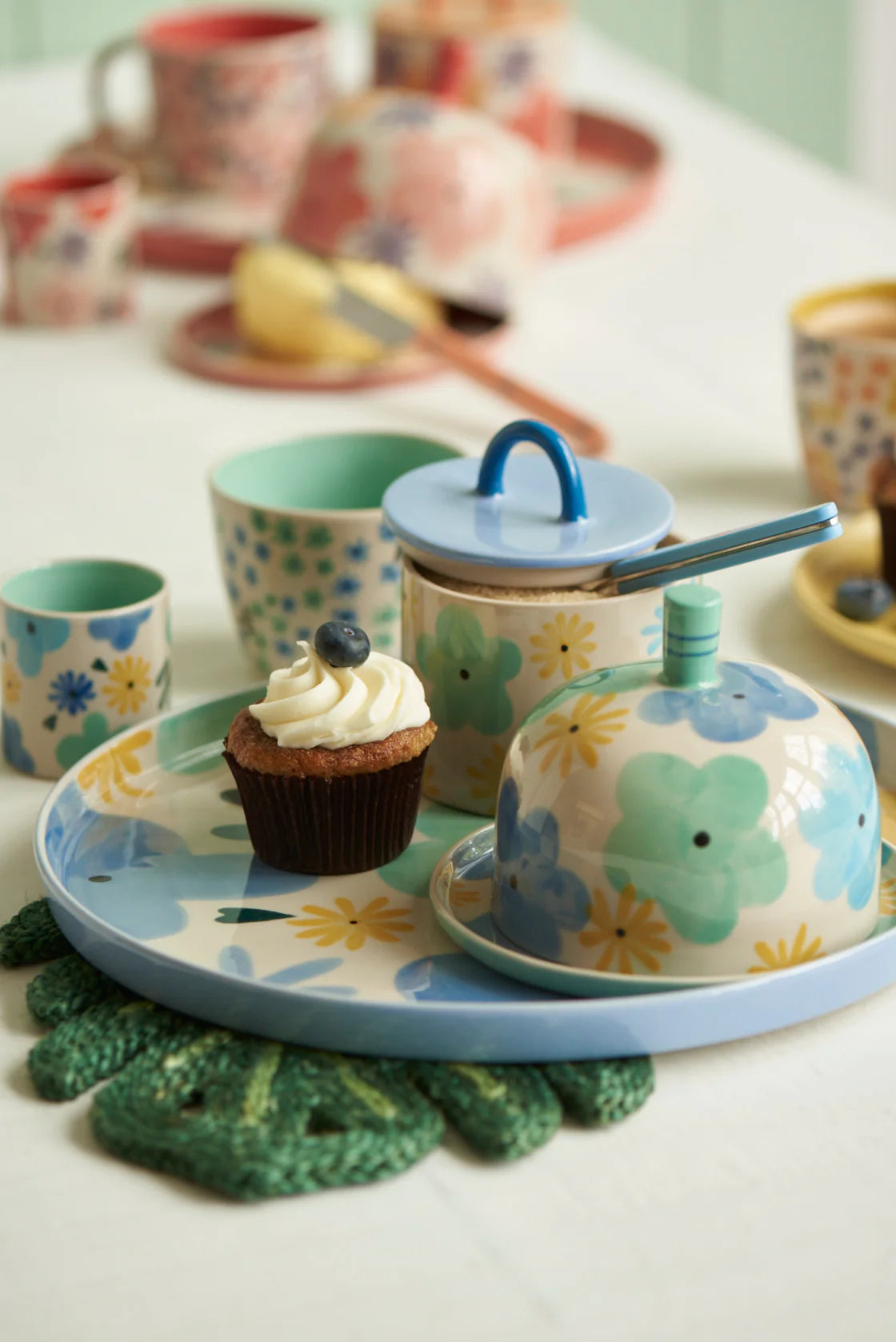 Ditsy Butter Dish Blue