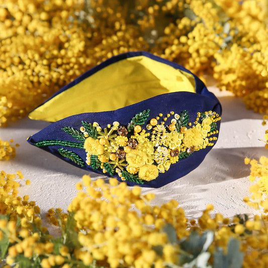Navy Wattle Beaded Headband