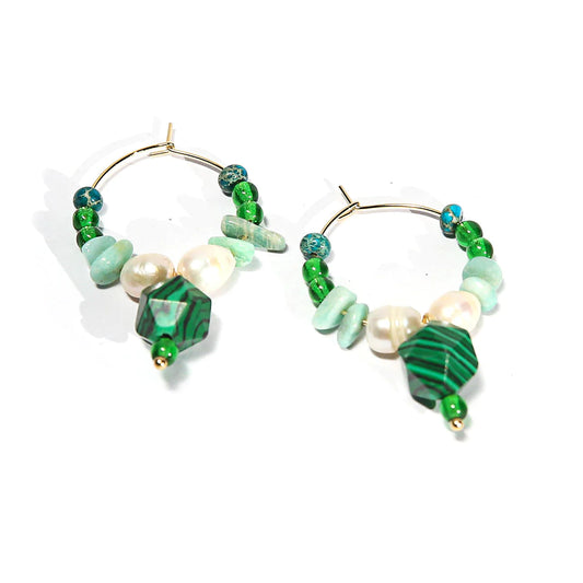 Malachite Small Hoop Earrings