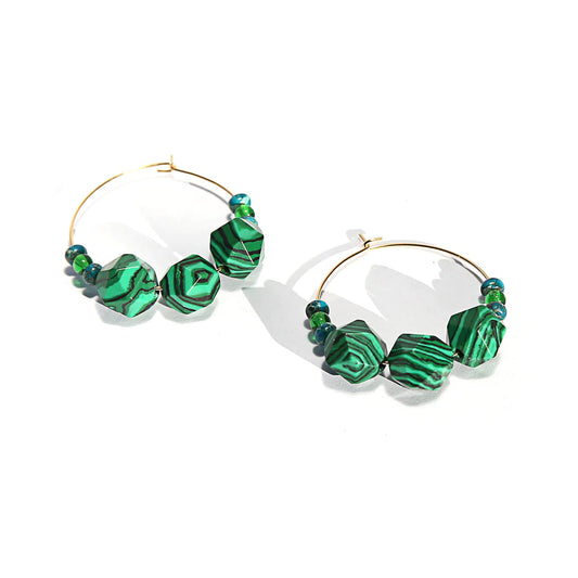 Malachite Large Hoop Earrings