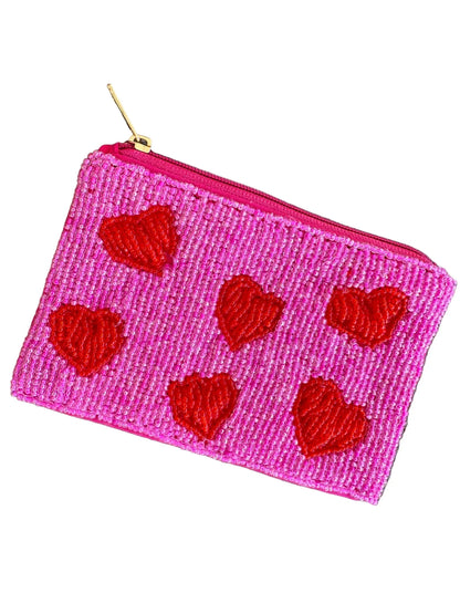 Love Hearts Beaded Coin Purse