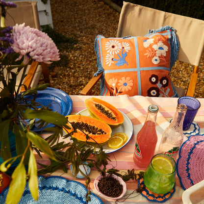 Mira Embroidered Cushion Cinnamon