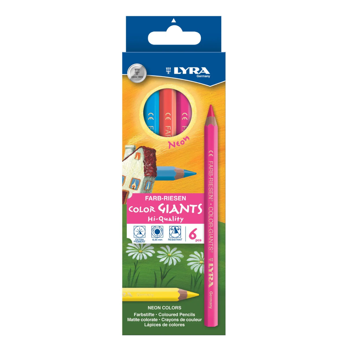 LYRA Color Giants - 6 Neon Dry Eco Highlighting Pencils