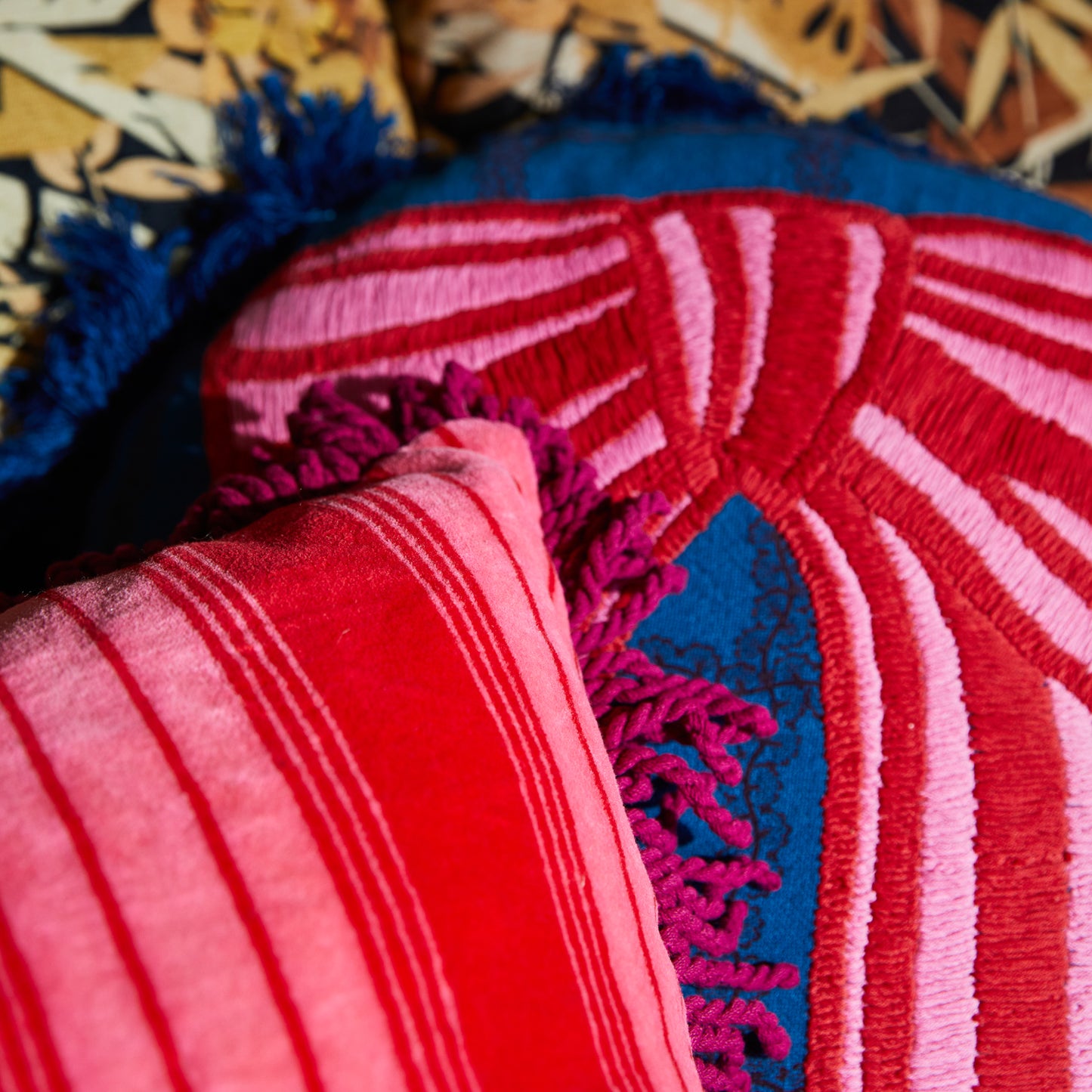 Brigitte Velvet Cushion - Cosmo Pink Feather Insert