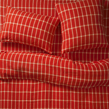 Remi Linen Pillowcase Set - Scarlet