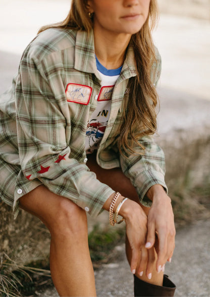 Military Check Boyfriend Button Up
