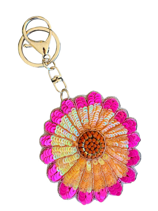 Zinnia Beaded Keyring