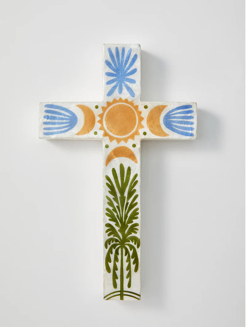Tulum Cross Large Green Palm Wall Art