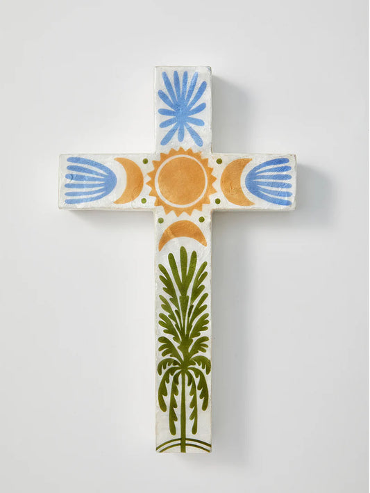 Tulum Cross Large Green Palm Wall Art