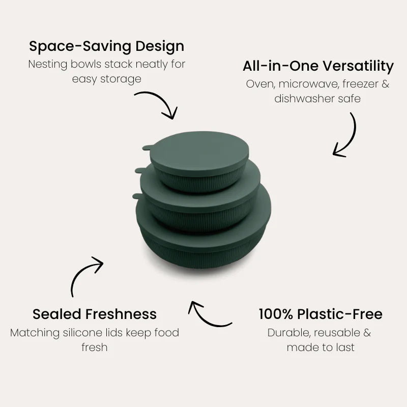 Silicone Nesting Bowl Set of 3 - Moss
