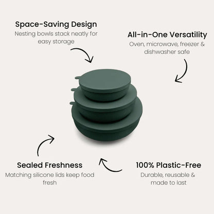 Silicone Nesting Bowl Set of 3 - Moss