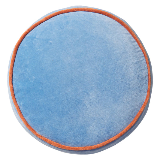 Castilo Round Velvet Cushion - Blue Jay