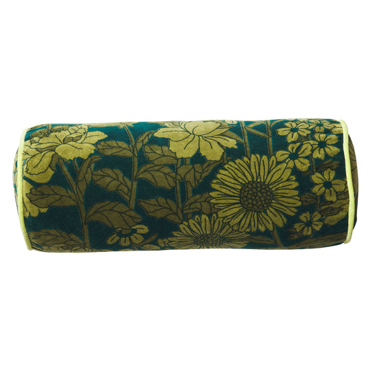 Bernanda Velvet Bolster Cushion Peacock