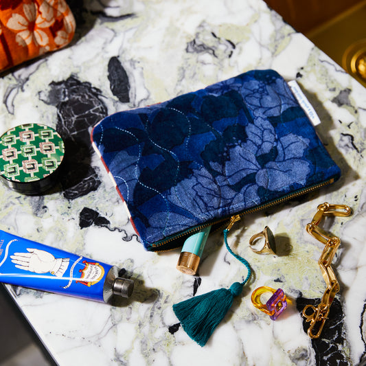 Bernanda Velvet Pouch - Lapis