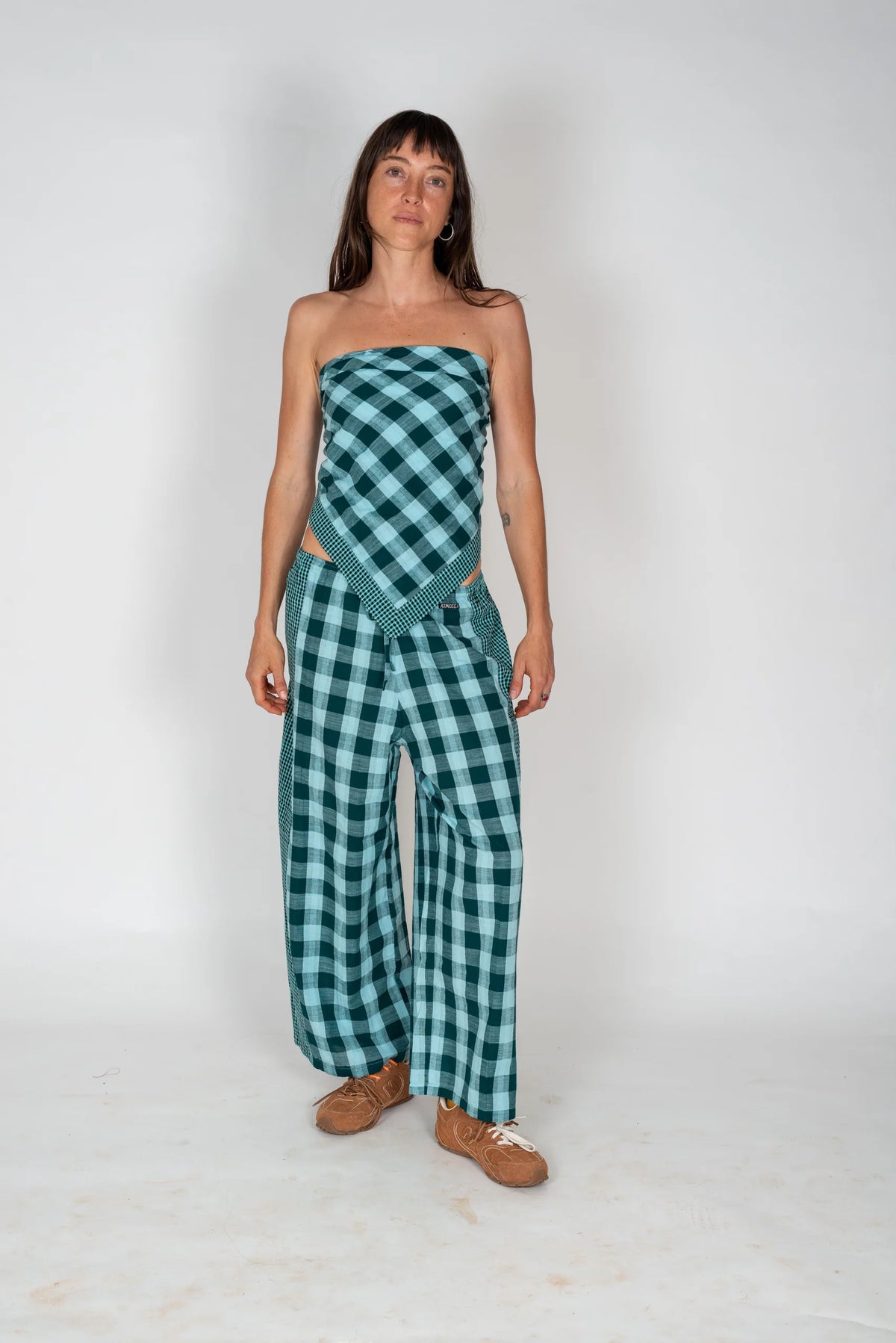 Patchwork Pant in Turquoise Check