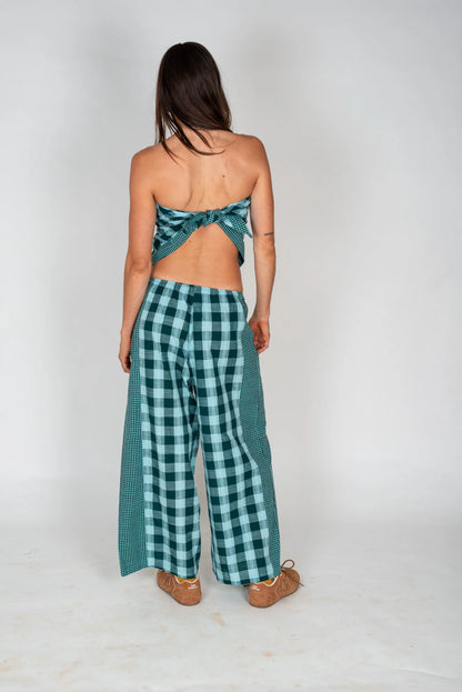 Patchwork Pant in Turquoise Check