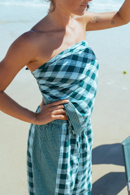 Patchwork Scarf Turquoise Check