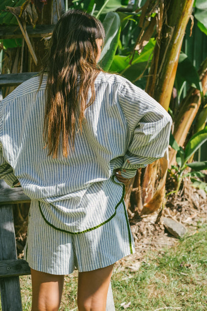 PJ Shirt ~ Green Velvet Stripe