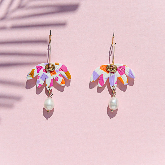 Confetti Pink Flowers Earrings