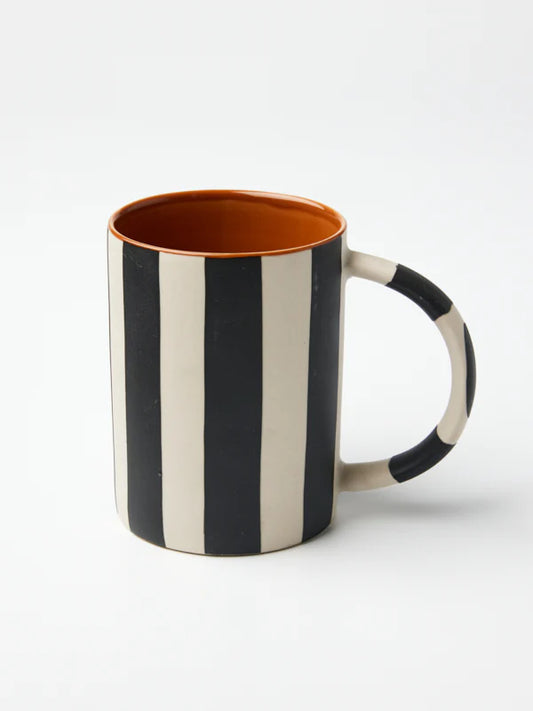 Happy Stripe Black Mug