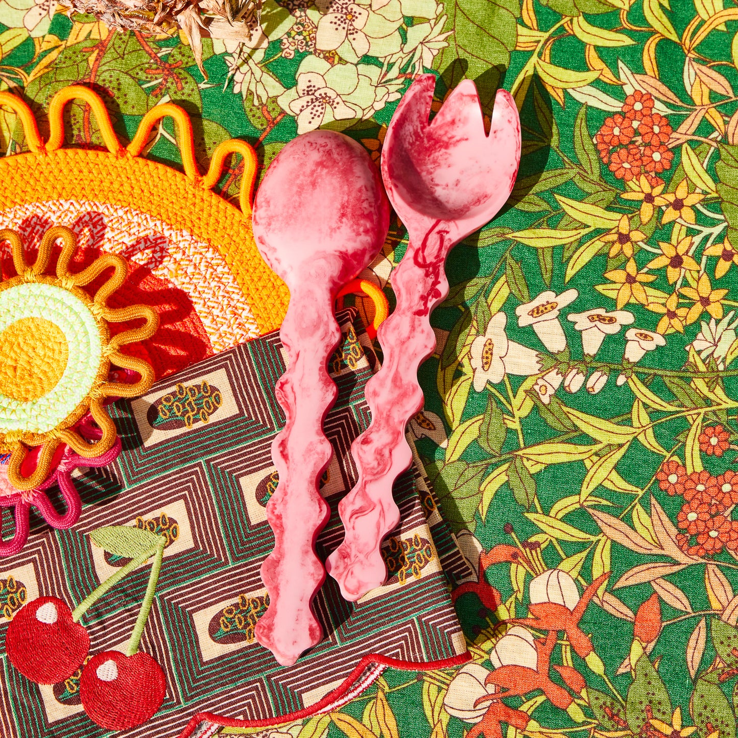 Gisele Salad Servers ~ Crimson