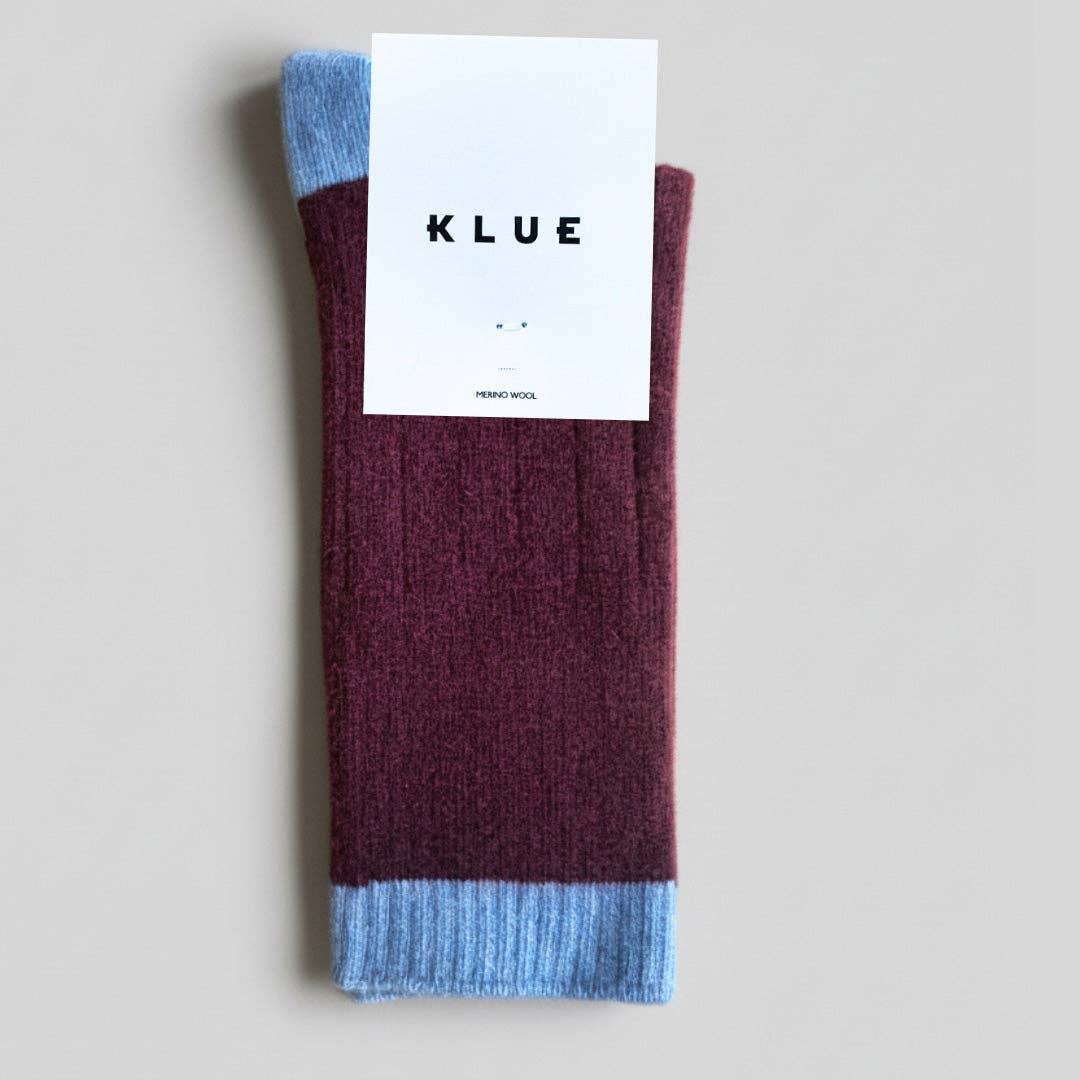 Merino Wool Socks | BURGUNDY + BLUE