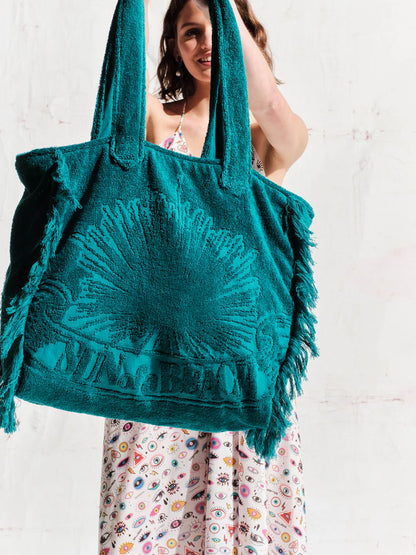 Terry Tote Beach Bag ~ Teal