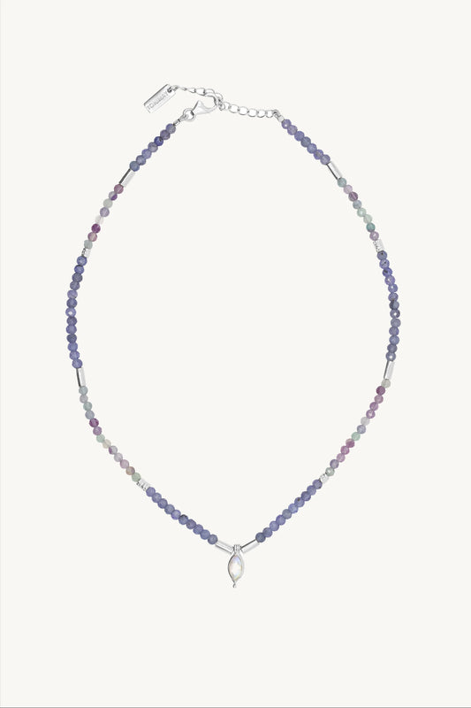 Theia Tanzanite & Fluorite Silver Beaded Necklace