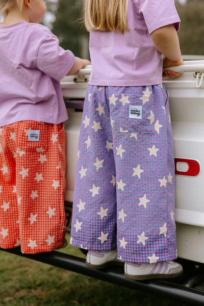 Dusty Star Pants ~ Purple Gingham