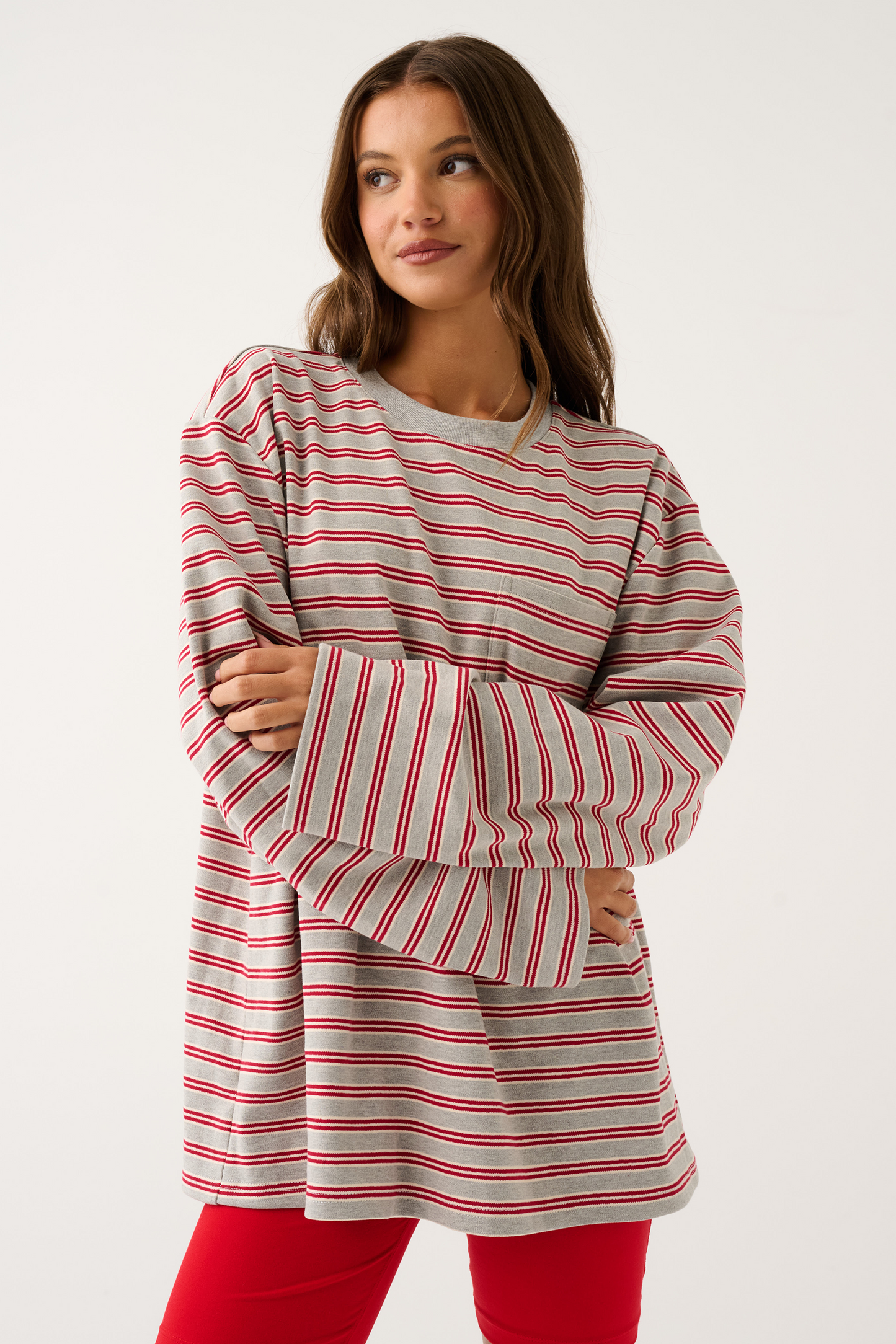 Harley Long Sleeve ~ Grey Marle Stripe