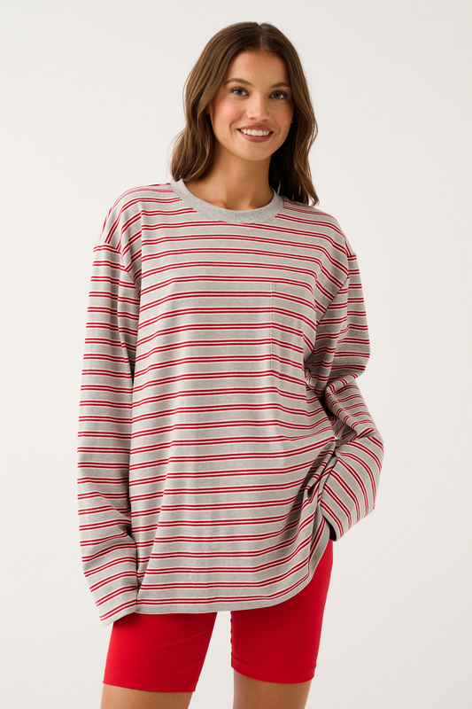 Harley Long Sleeve ~ Grey Marle Stripe