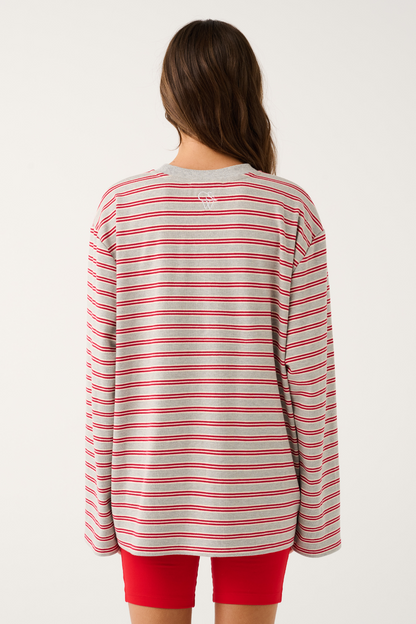 Harley Long Sleeve ~ Grey Marle Stripe