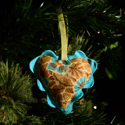 Magnolia Cotton Heart Decoration - Turquoise