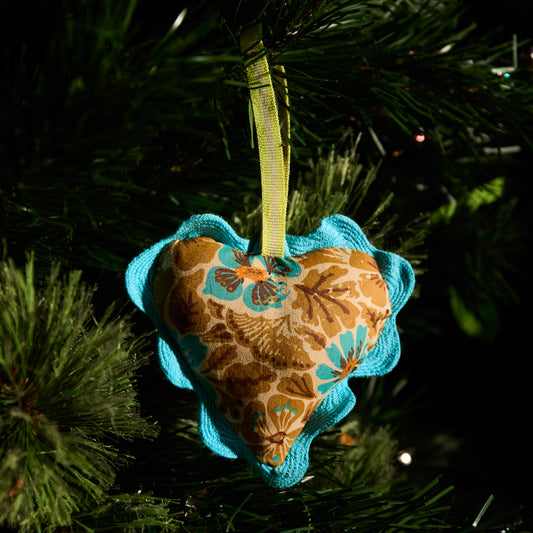 Magnolia Cotton Heart Decoration - Turquoise