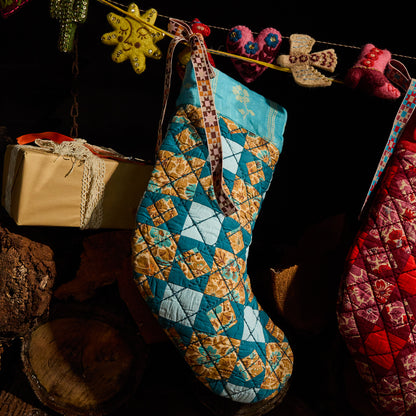 Magnolia Patchwork Stocking - Turquoise