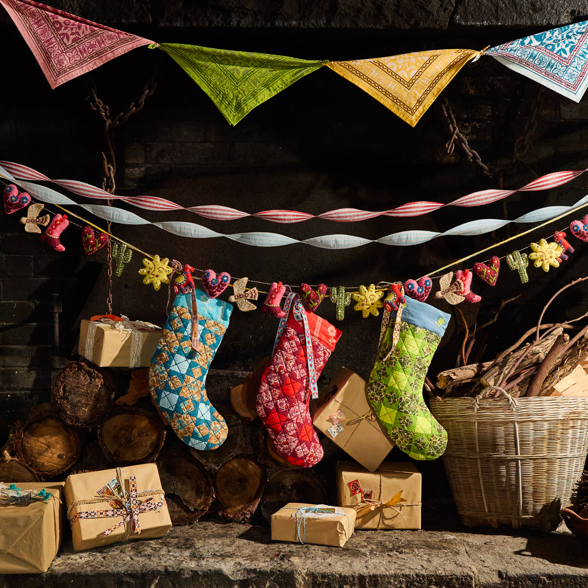 Magnolia Patchwork Stocking - Poppy