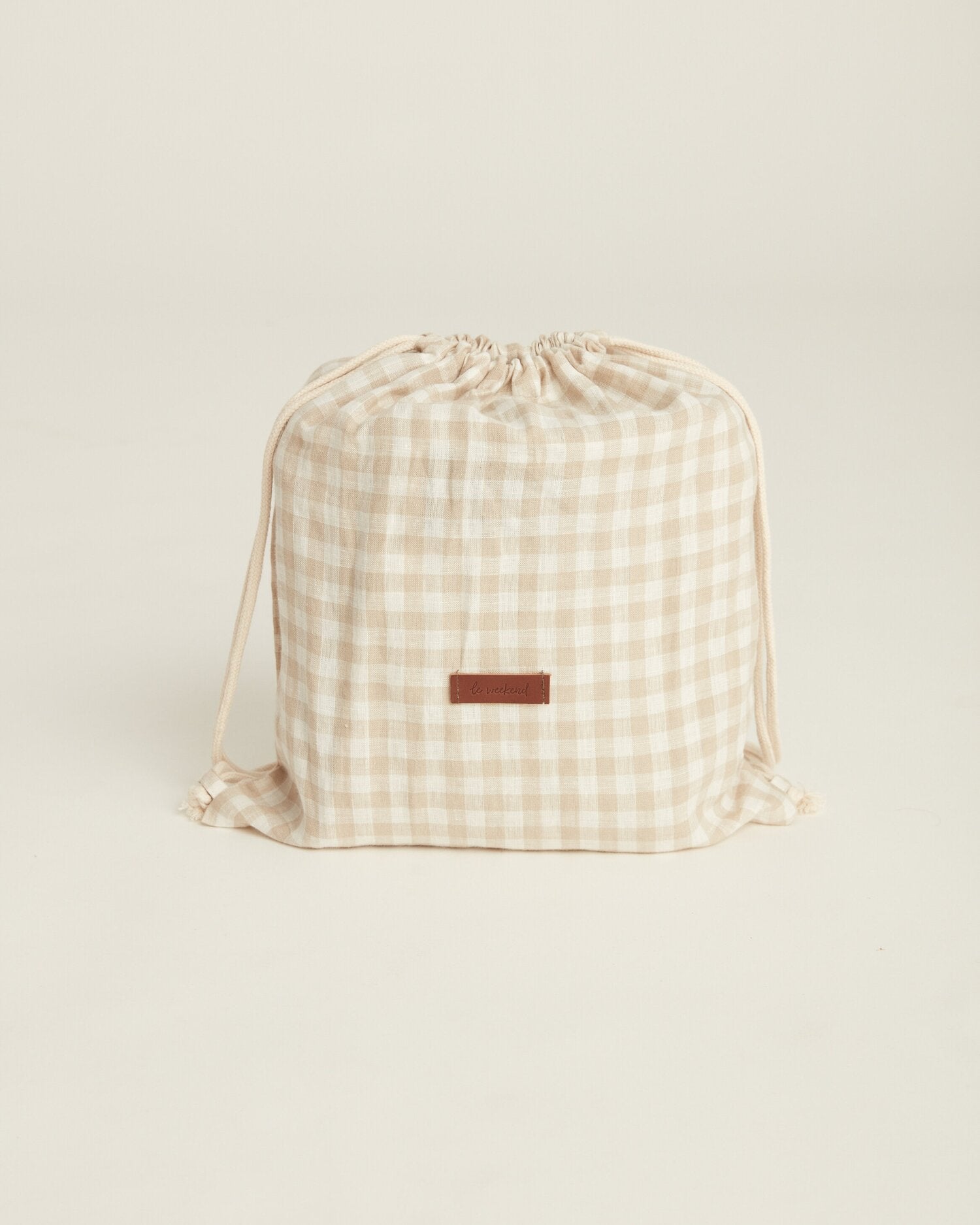 Linen Picnic Rug - Almond Gingham – Wander + Laze