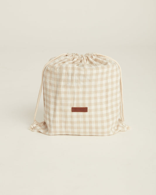 Linen Picnic Rug - Almond Gingham