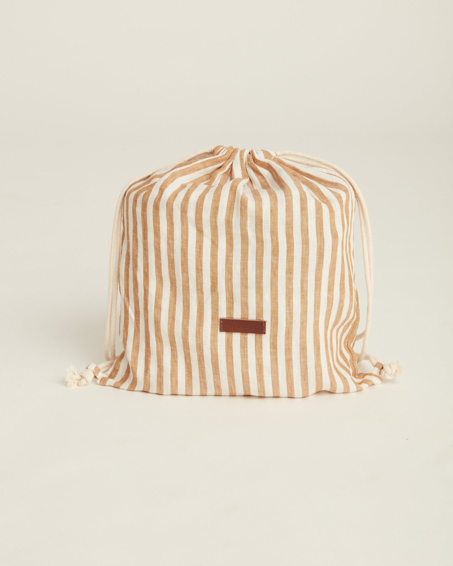 Linen Picnic Rug Toffee Stripe