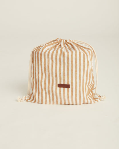 Linen Picnic Rug Toffee Stripe